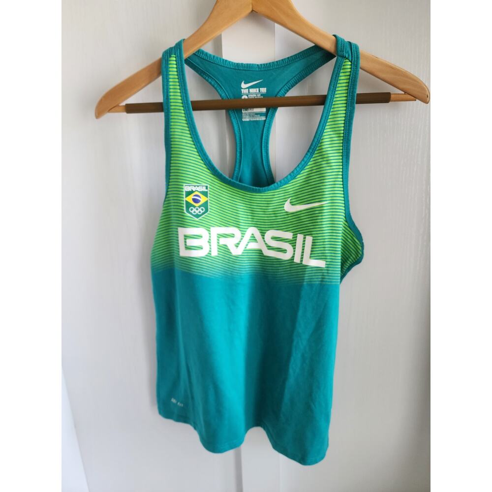 The NIKE tee Racerback‎ tank Brasil Brazil Women's Small Dri-fit Teal Green Top